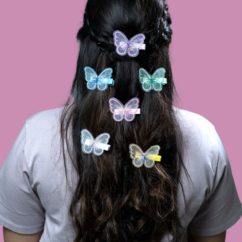 Hair Clip - Fabric Butterfly ( set of 2)