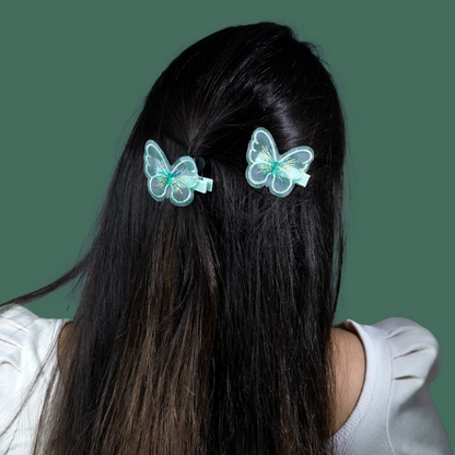 Hair Clip - Fabric Butterfly ( set of 2)