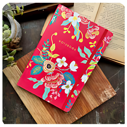 Printed Floral Notebook - Red
