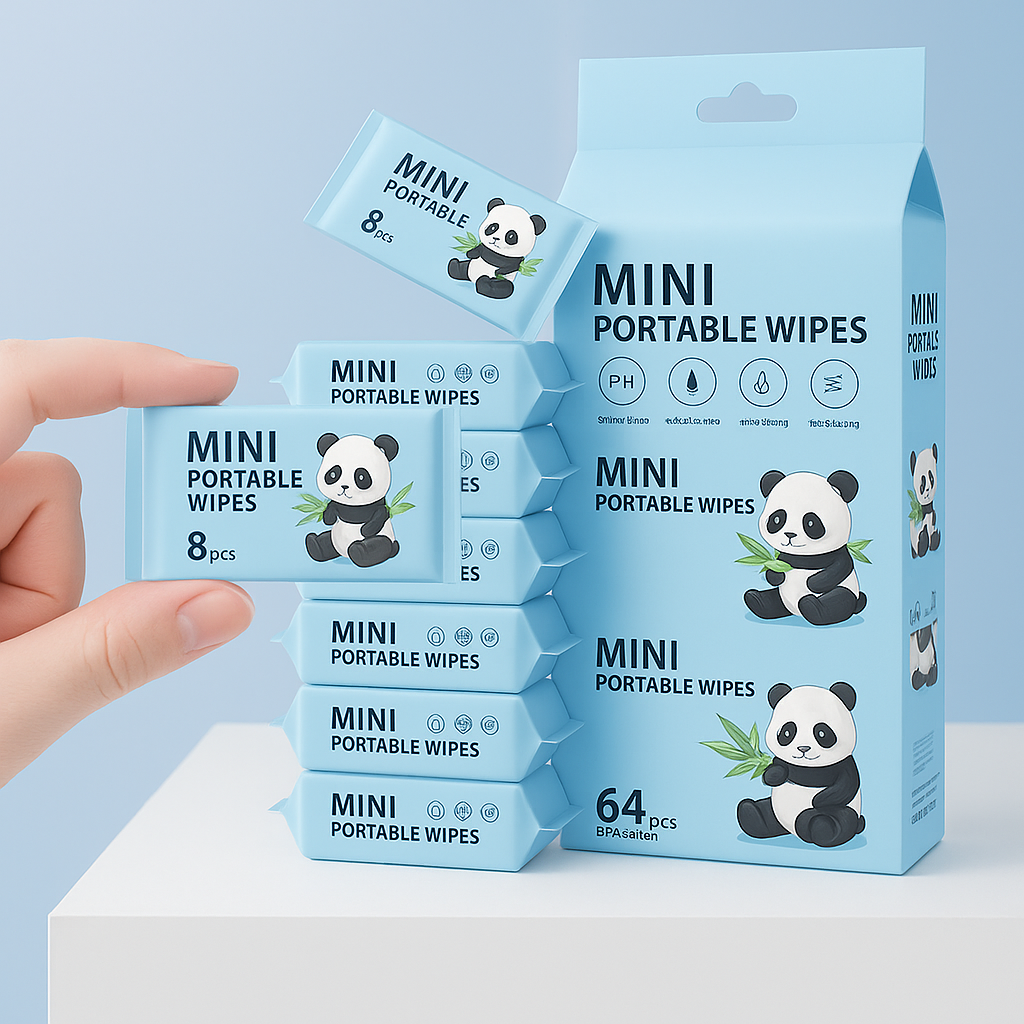 Mini Portable Wipes - Panda