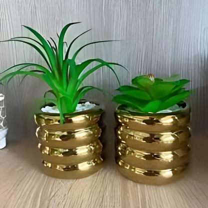 Golden Groove Faux Planter