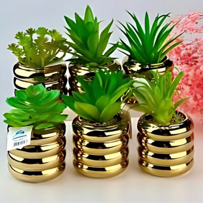 Golden Groove Faux Planter